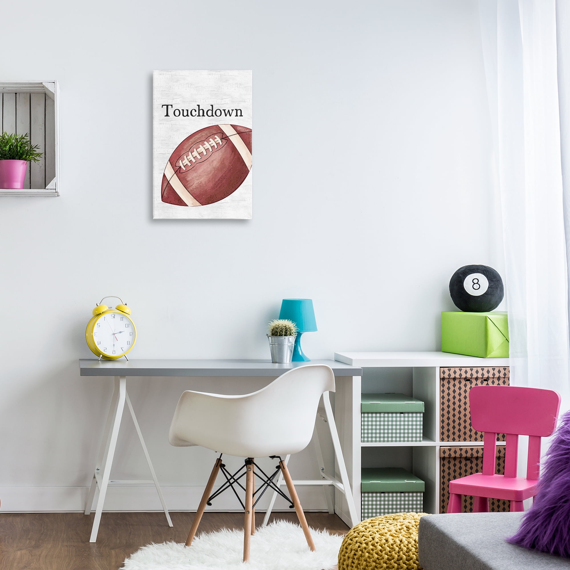 Stupell Industries Touchdown with Football Sports Painting Wrapped Canvas Art Print Wall Art, 16 x 24