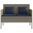 thumbnail image 2 of vidaXL Garden Bench with Cushions Grey Poly Rattan, 2 of 5