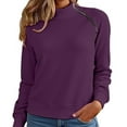 thumbnail image 2 of BiZtdJrK Mock Neck Sweatshirt Women Side Zipper Long Sleeve Solid Casual Pullover Tops Fall Fashion Sweatshirts Purple S, 2 of 6