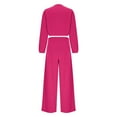 thumbnail image 5 of AINIYS Women's Business Casual Outfits Lightweight Deep V Neck Long Sleeve Shirt and Wide Leg Pants Suit Set Hot Pink XXXL, 5 of 9