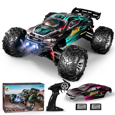 RC Cars 1: 16 Scale All Terrain 4x4 Remote Control Car for Adults & Kids, 40+ KM/H Waterproof Off-Road RC Trucks, High Speed Electronic Cars, 2.4Ghz Radio Controller, 2 Batteries, 2 Car Bodies