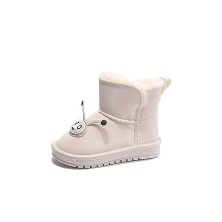 

Boys Girls Toddler Warm Snow Boots Water Repellent Anti-Slip Fur Lined Cotton Shoes Fashion Winter Walking Shoes