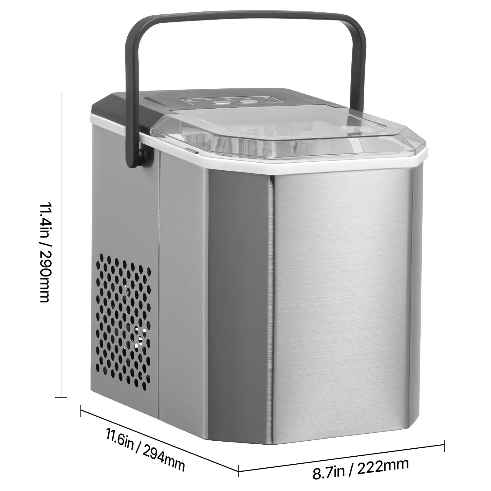 KFFKFF Countertop Ice Maker Portable Ice Maker Self-Cleaning Portable Ice Maker 26 lbs/24 H with Ice Scoop & Drip Tray with 2 Sizes Bullet Ice