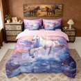 thumbnail image 3 of Erosebridal Chic Horse Twin Bedding Sets for Girls, Pink Cherry Blossoms Bedding Comforter Set, 3 of 6
