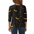 thumbnail image 3 of Abcomgle Girls Halloween Shirts Size 14 Spooky Bat Spider Graphic Tshirts for Kids Crewneck 3/4 Sleeve T-Shirts for Kid Girls Fall Funny Holiday Blouses for Girls,9-10 Years, 3 of 5