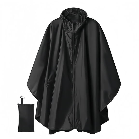 Hooded Rain Poncho for Adult with Pocket, Waterproof Lightweight Reusable Unisex Raincoat, Emergency Outdoor Rain Jacket for Cycling, Hiking, Camping, Travel Protection