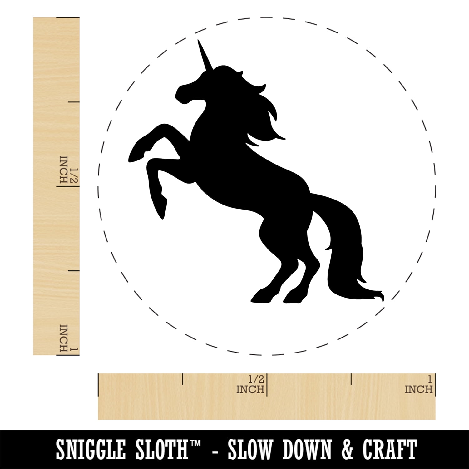 Majestic Unicorn Rearing Up Self-Inking Rubber Stamp Ink Stamper - Blue Ink - Medium 1 Inch