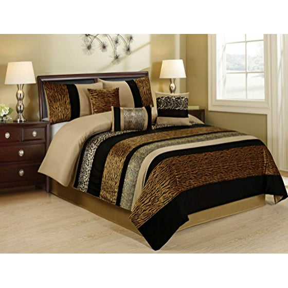 7 Piece SAMBER Fuax Fur Patchwork Clearance bedding Comforter Set Fade Resistant, Wrinkle Free ...
