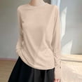 thumbnail image 3 of yillto Women Long Sleeve Shirts Basic Crewneck Lightweight Tees Solid Color Casual Loose Tshirts Tops, 3 of 5