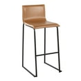 thumbnail image 2 of Mara Contemporary Barstool In Black Steel And Camel Faux Leather - Set Of 2, 2 of 7