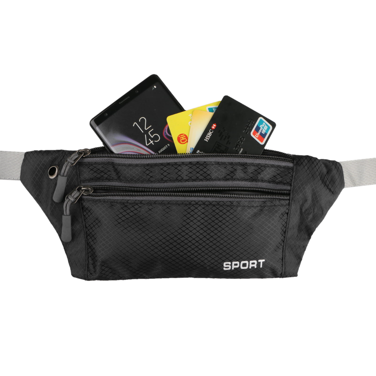Ice Cream Black Sport Waist Bag Fanny Pack Adjustable For Run