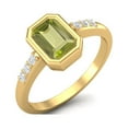 thumbnail image 2 of Bezel Set 0.77 Ctw Emerald Cut Peridot 925 Sterling Silver Gold Vermeil Solitaire Women Valentines Day Gifts Ring, 2 of 3