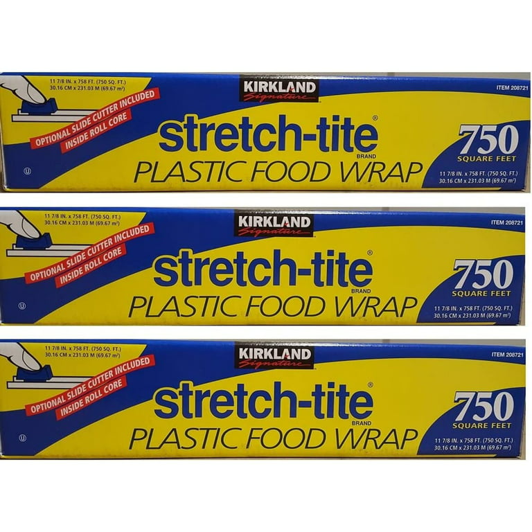 Kirkland Signature Stretch-Tite Plastic Wrap - 11 7/8 x 750 Square Feet - 2  Pack 