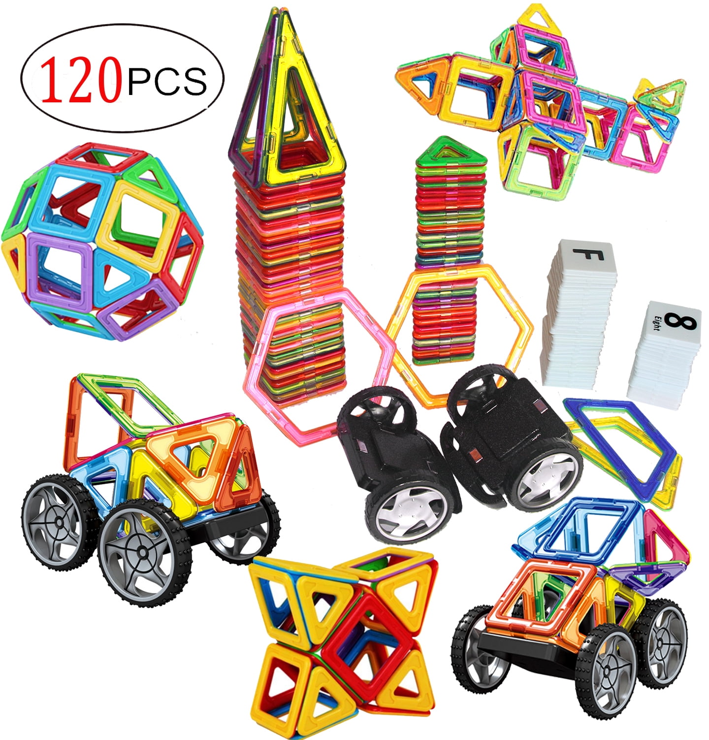 Play Brainy Magnetic Toy Cars Set for Boys and Girls 90 Pcs 