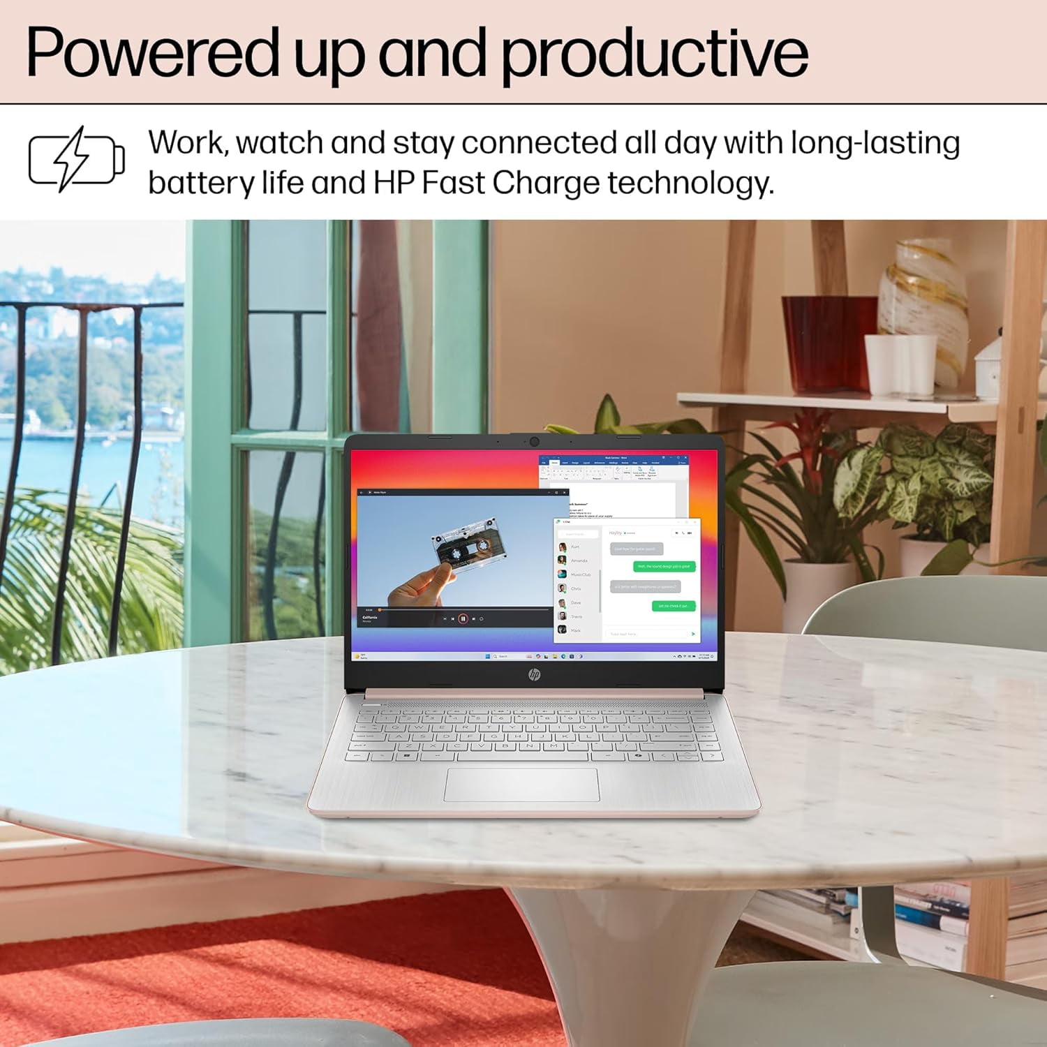 HP Essential 14" Laptop, Intel Celeron N4500, 16GB RAM, 64GB eMMC, Windows 11 Home, Rose