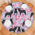 thumbnail image 2 of French Bulldog and Flower Round Fitted Tablecloth with Elastic Edge,Dining Table Cover Waterproof,Outdoor Round Tablecloth for Camping,Dining,Indoor and Outdoor, 2 of 7
