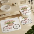 thumbnail image 6 of 4 Piece Shower Curtain Sets Pink Tulips Bicycle Shower Curtain And Rugs Shower Curtain Set Flowers Summer Spring Mother's Day 12 Hooks for Bathroom Decor Sets 72inch X 72inch, 6 of 8