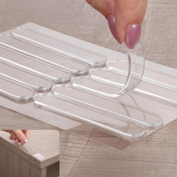 10 Pcs Cabinet Door Bumper Clear Protector Strips Glass Table Top Dampening Buffer Pads Self Adhesive Wall Bumpers Stopper Silicone Strip for Door Handle Door Chair, 5 x 0.4 inch, Topboutique