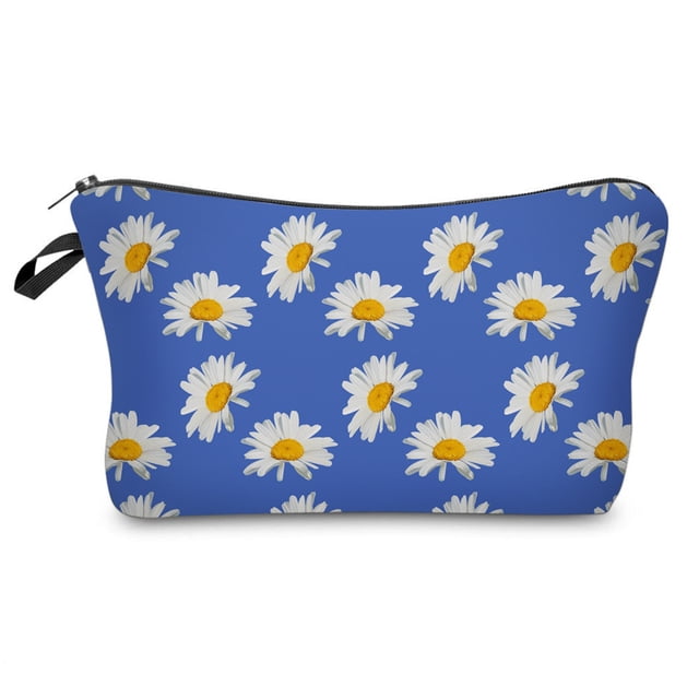 Daisy Cosmetic Bag Portable Flower Makeup Bag Travel Toiletry Pouch for Women