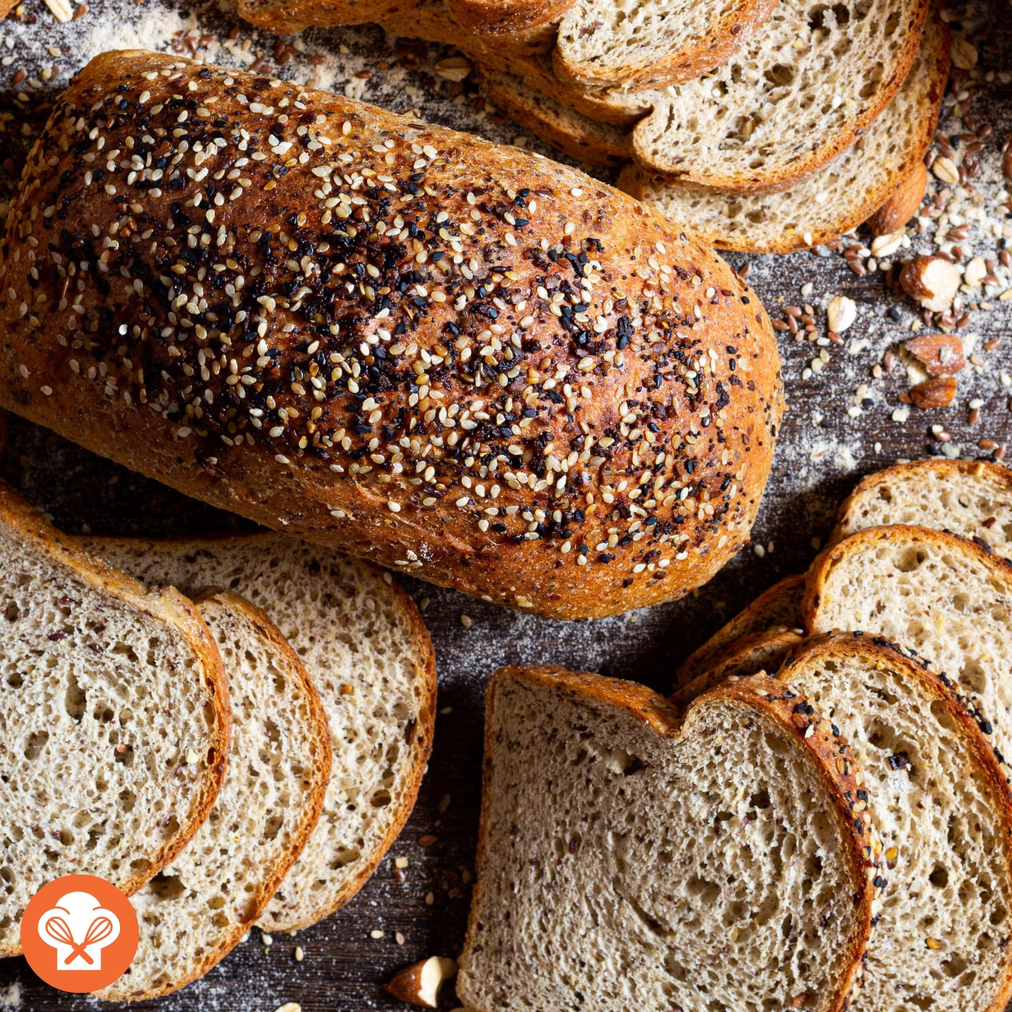 Dr. B's Wilbur Five Flour Multigrain Bread | 1g Net Carbs & 7g Protein | Low Calorie, Vegan, Sugar Free | Fresh, Sliced, Keto & Low Carb Bread Loaf (4 Pack (16 oz), Everything)