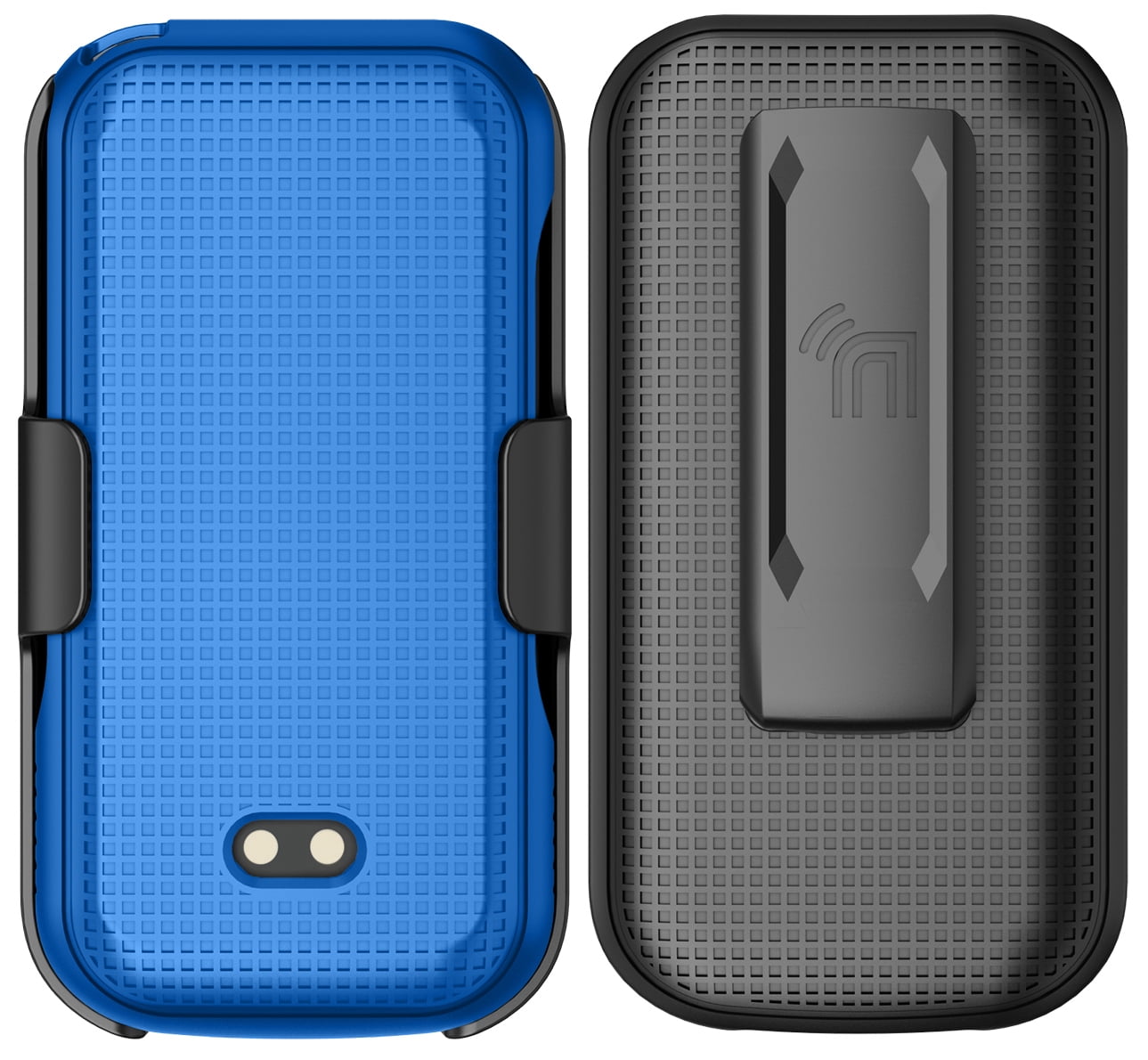 Nakedcellphone Case and Belt Clip Combo for Sonim XP3plus 5G Flip Phone (XP3 Plus X320, 2025), Textured Hard Cover and Holster/Holder - Cobalt Blue