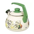 thumbnail image 4 of METALAC Olives Enamel Whistling Kettle with Ergonomic Handle 2.7 Qt (2.5 L) Stovetop Kettle Vintage Tea Pot for Stove Top Enamelware Kitchen Teapot, Green, 4 of 6