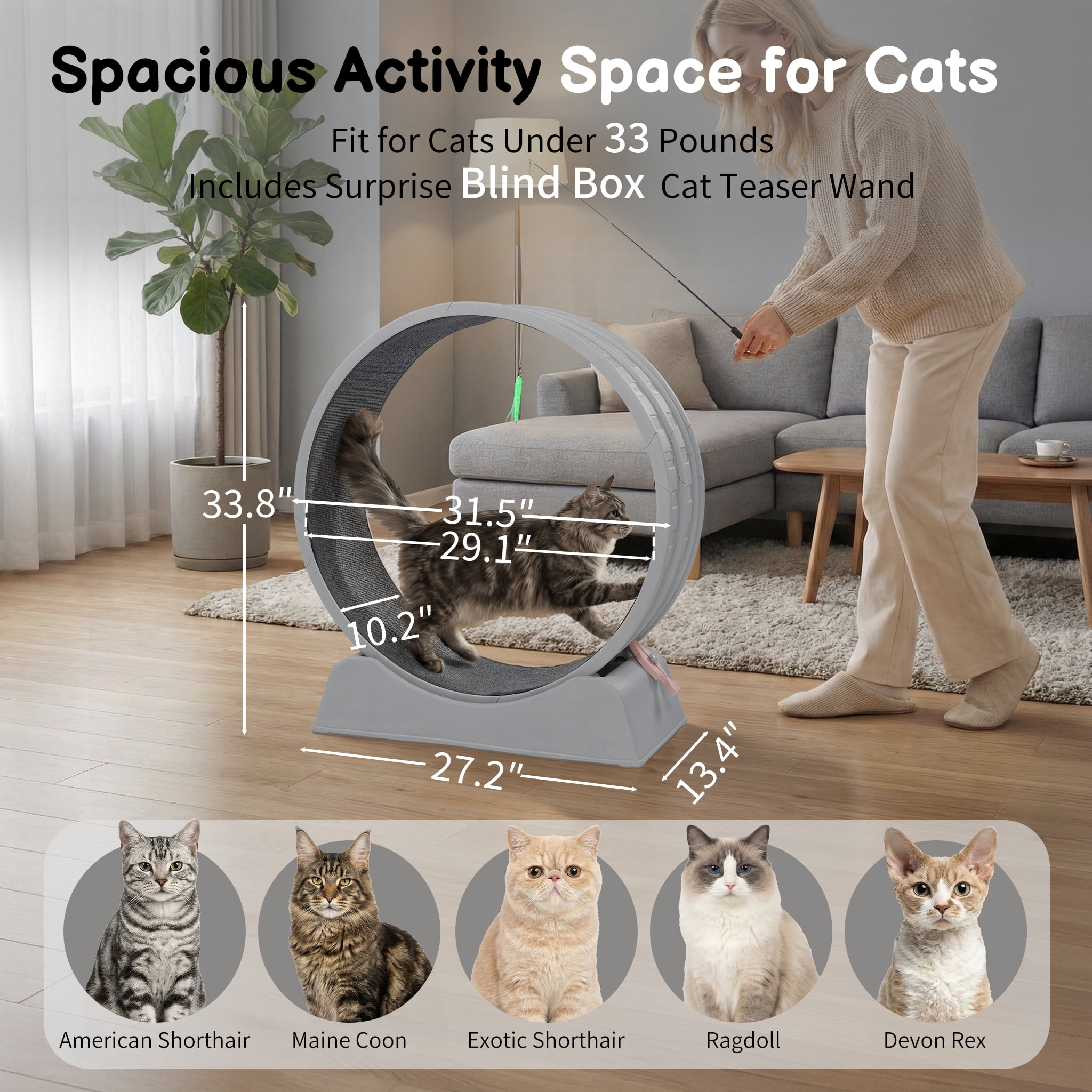 Ktaxon 31in Cat Treadmill Exercise Wheel, Gray Fitness Running