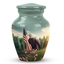 Eagle Sitting On Grass Small Keepsake Urns For Human Ashes Female & Male - Mini Cremation Urns For Ashes - Little Keepsake Urns For Adult Ashes Women & Men - Memorial Small Urn (Size- 3Inch)