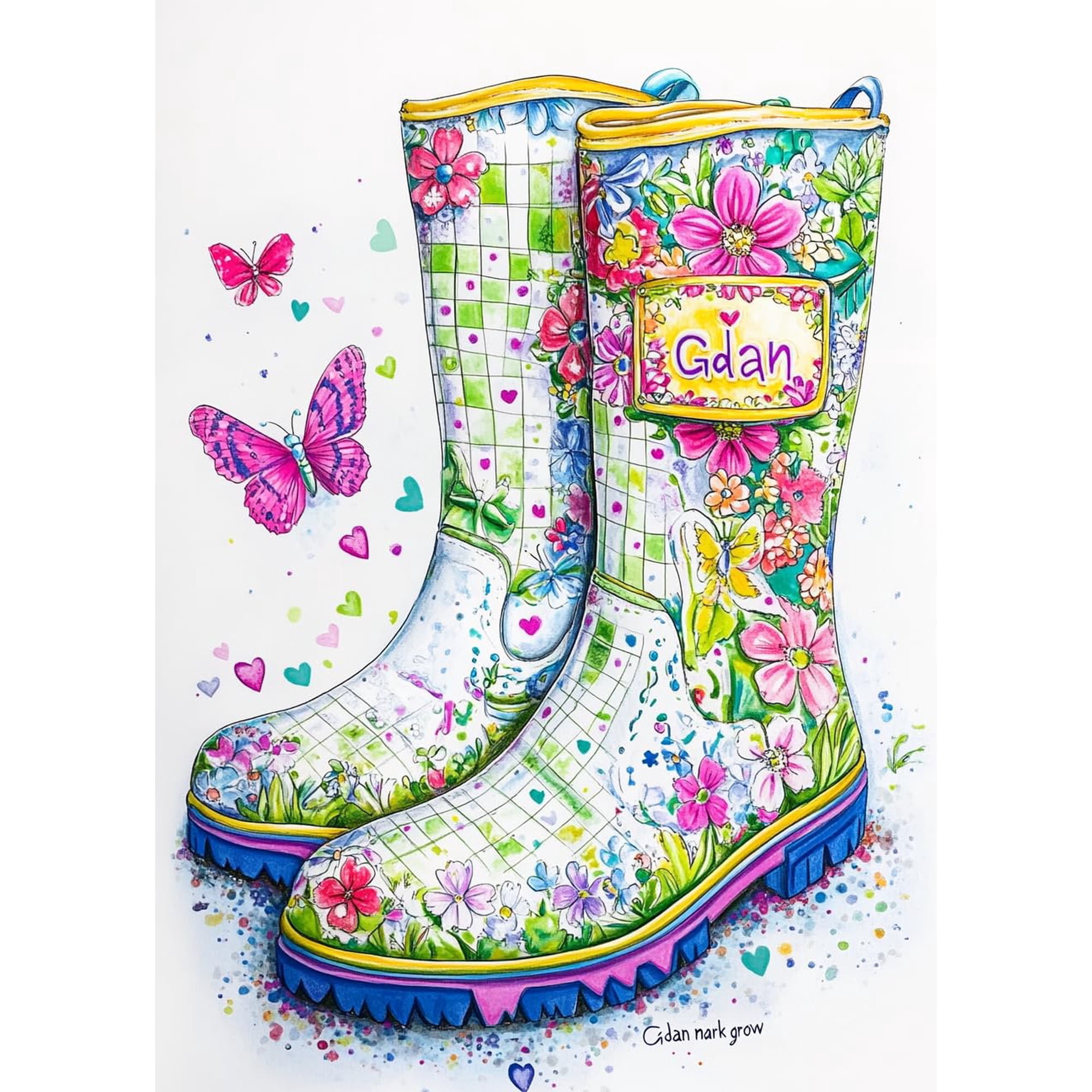 DIY Cross Stitch Kit for Beginners Pair of Rain Boots Wellies with Colorful Flowers 11CT Embroidery Kit with Pattern Stamped Needlepoint Craft Kit 40x50cm-2