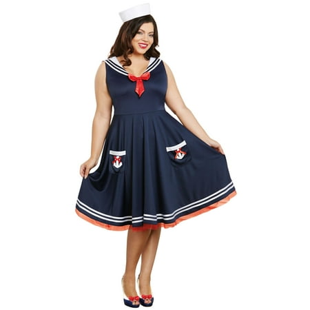 All Aboard Sailor Dress and Hat Adult Costume
