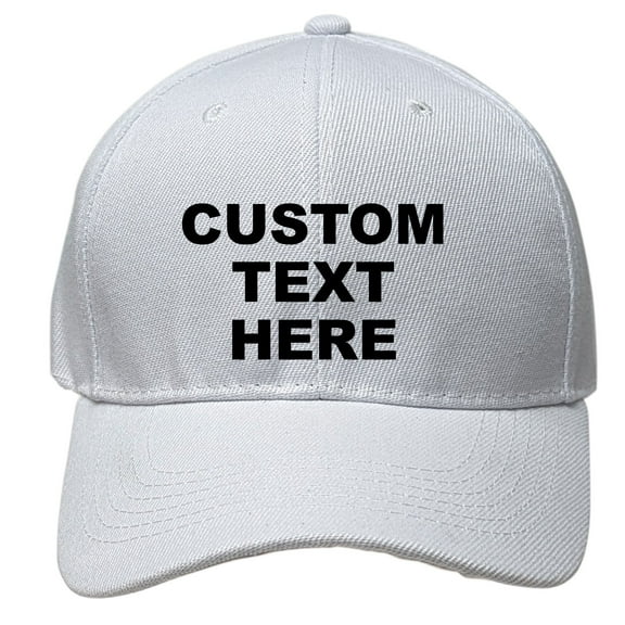 White Personalized Text Embroidered Unisex Baseball Cap, Adjustable Hat, Custom Text