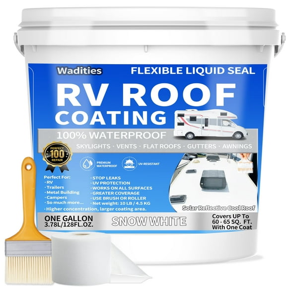 RV Roof Coating White, Wadities Waterproof Solar Reflective Sealant, Flexible RV Roof Sealant for Campers, Trailers, Motorhomes, Metal Buildings and L