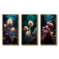 thumbnail image 2 of Designart "Beautiful Pink and Blue Deep Sea Anemones II" Marine Animals Framed Wall Art Set Of 3 - Pink Modern Frame Canvas Set For Living Room Decor, 2 of 6