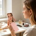 thumbnail image 6 of Linnome Small Travel Leather Folding Makeup Mirror Compact with Bow Design - Mini Portable Vanity Cosmetic Mirror for Women - Travel-Friendly Foldable Pocket Mirror for Purse Handbag, 6 of 6