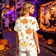 thumbnail image 7 of Halloween Shirts for Women Candy Spider Graphic Henley Scary Tops Skeleton Loose Fit Short Sleeve Horror Cute T-Shirt 3XL, 7 of 7