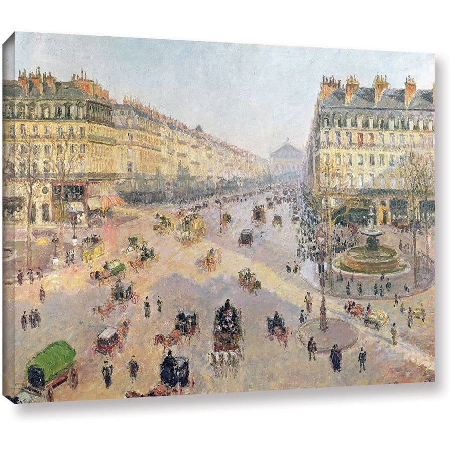 ArtWall 4 Piece Camille Pissarros The Avenue De lOpera Paris Winter Morning Floater Framed Canvas Set 36 x 48