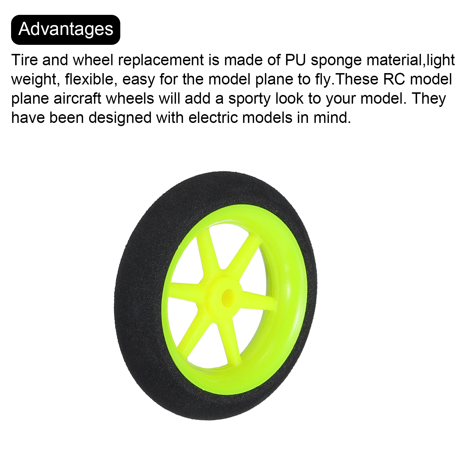 QUARKZMAN Roues d'Avion 1,26 OD, Éponge PU pour Avion RC, Remplacement de Roues en Mousse pour Avion RC Modèle DIY, Lot de 4