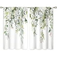 thumbnail image 6 of Eucalyptus Botanical Leaves Floral Kitchen Window Curtains Over Sink Boho Farmhouse Flower Leaf Small Window Treatment Sage Green Cafe Short Curtains for Bathroom Tier Drapes 27.5x39 inch, 6 of 6