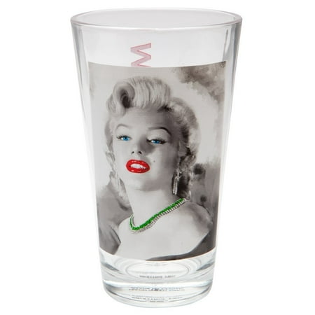 Marilyn Monroe Glass - Pint Glass - Marilyn Monroe - Red Lips Portrait 16oz Cup gls-mm-grn