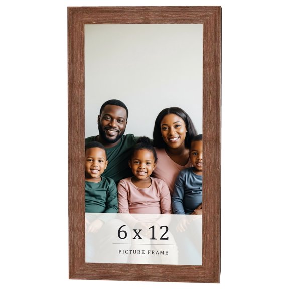 6x12 Farmhouse Brown Solid Wood Picture Frame Width 1.5 Inches | Interior Frame Depth 0.5 Inches |