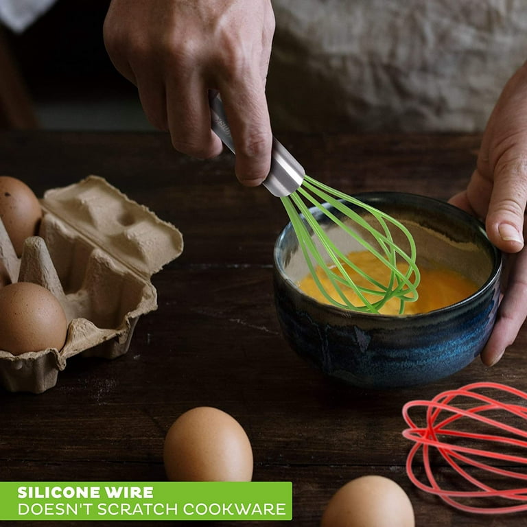 Silicone Whisk Set of 3 - Stainless Steel & Silicone Non-Stick