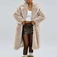thumbnail image 3 of Hueook Barn Jackets for Women Winter Solid Color Long Sleeve Warm Faux Jacket Beige L, 3 of 3