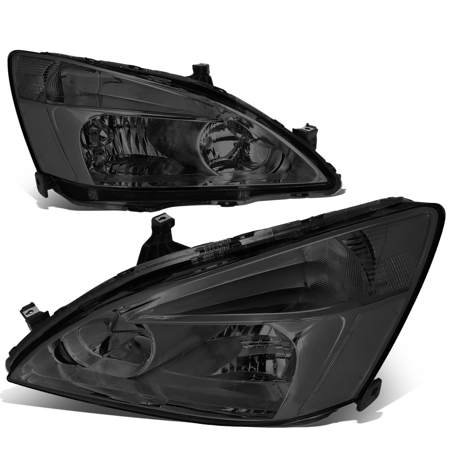 DNA Motoring HL-OH-HA03-SM-CL1 For 2003 to 2007 Honda Accord Replacement  Headlight Smoked Housing Clear Corner Headlamp 04 05 06 Left + Right