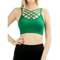 thumbnail image 1 of TheLovely Women & Plus Comfort Seamless Crisscross Front Strappy Bralette Sports Bra Top with Removable Pads, 1 of 4