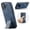 Blue, variant on for iPhone 17 Phone Case, Vintage Magnetic Finger Hand Wrist Strap Kickstand Shockproof Protective PU Leather Thin Fit Anti-Scratch Cover Compatible with iPhone 17, Purple