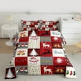 thumbnail image 2 of Homewish Merry Christmas Teens Bedding Comforter Set, Vintage Red Patchwork Twin Comforter Sets, Kawaii Rindeer Snowman Reversible Bedding Set, Lightweight Room Decor, 2pcs, 2 of 8