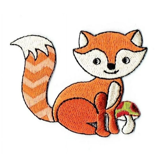 Woodland Red Fox - Mushroom - Iron On Applique/Embroidered Patch