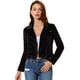 thumbnail image 1 of Women's Velvet Zipper Lapel Collar Moto Biker Jacket Black M, 1 of 7