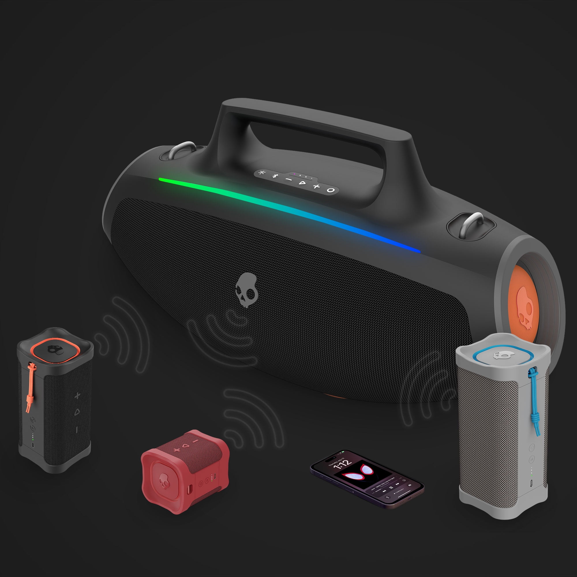 Skullcandy Barrel Party Speaker Xt, Wireless Bluetooth, Portable, Black  (图4)