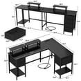 thumbnail image 4 of Satifur 59" L-Shaped Desk with Power Outlets, 4 Fabric Drawers & 2 Monitor Stands, Convertible Two Person Home Office Desk, Black, 4 of 9